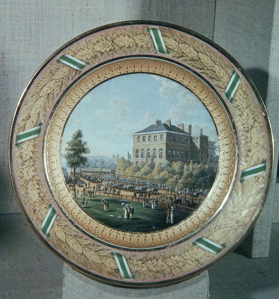 Płyta miśnieńska, ozdobiona sceną Apsley House z paradą kawalerii, ok. 1818 (porcelana) autorstwa German School