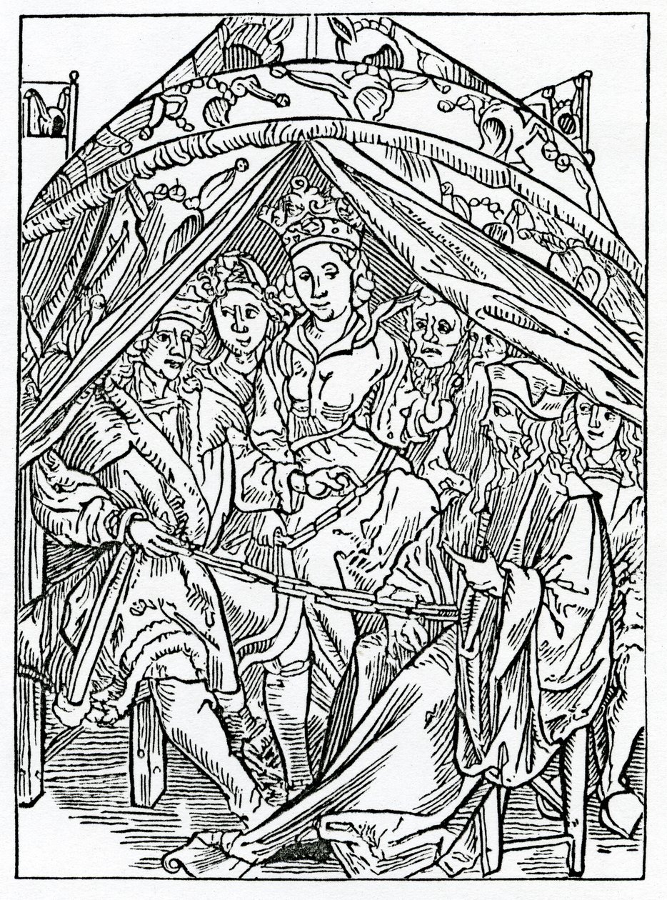 O wielkiej potędze i potędze Foleya, ilustracja z angielskiego przekładu „Statek głupców” Alexandra Barclay