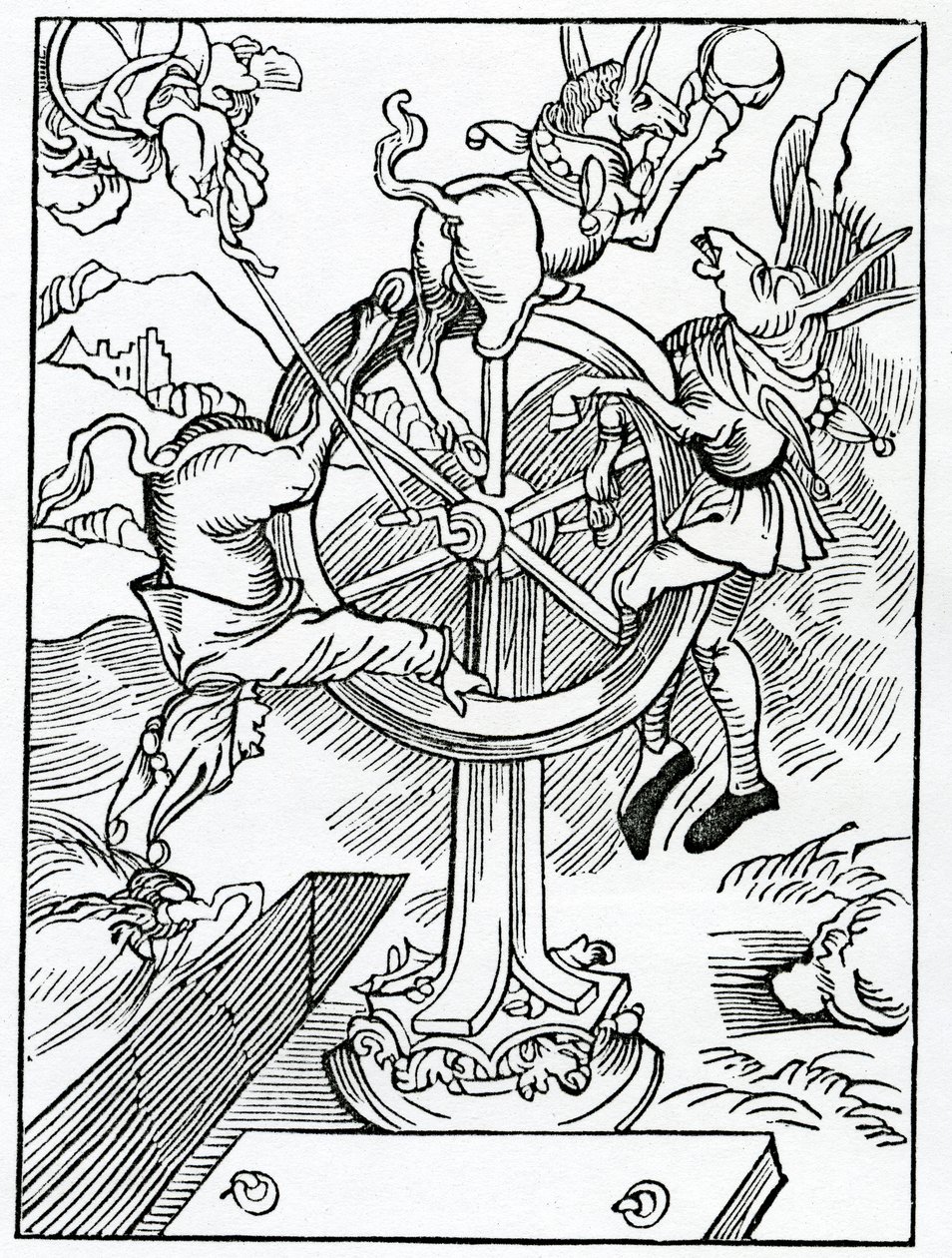 O mutabilicie fortuny, ilustracja z angielskiego przekładu „Statek głupców” Alexandra Barclay