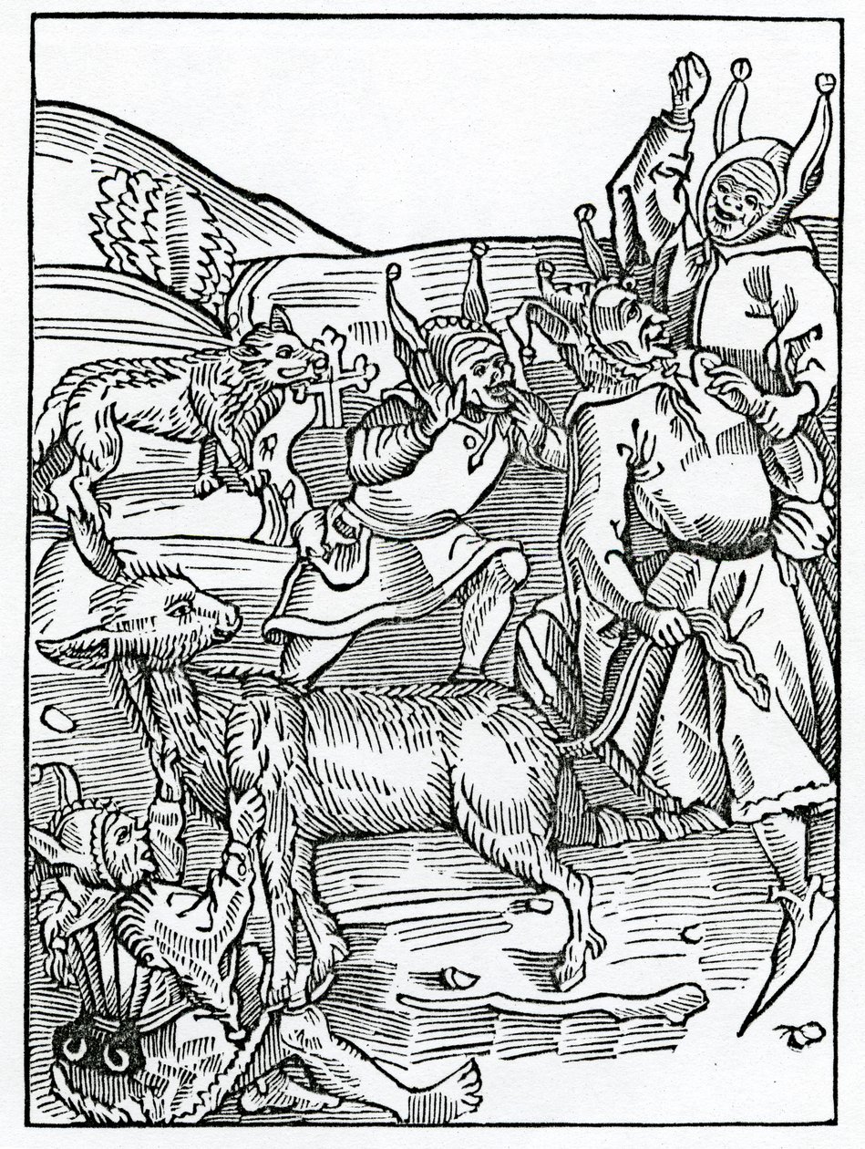 Spośród nich, które zawsze zapożyczają, ilustracja z przekładu angielskiego Aleksandra Barclaysa „Statek głupców”, z wydania opublikowanego w 1874 r. autorstwa German School