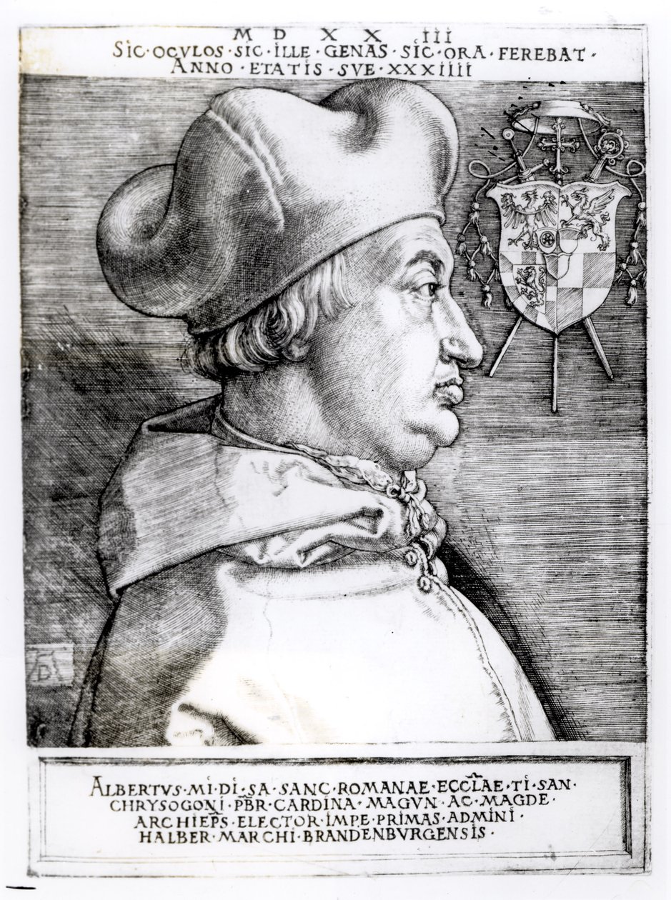 Portret Alberta, kardynała-elektora Moguncji, 1523 autorstwa German School