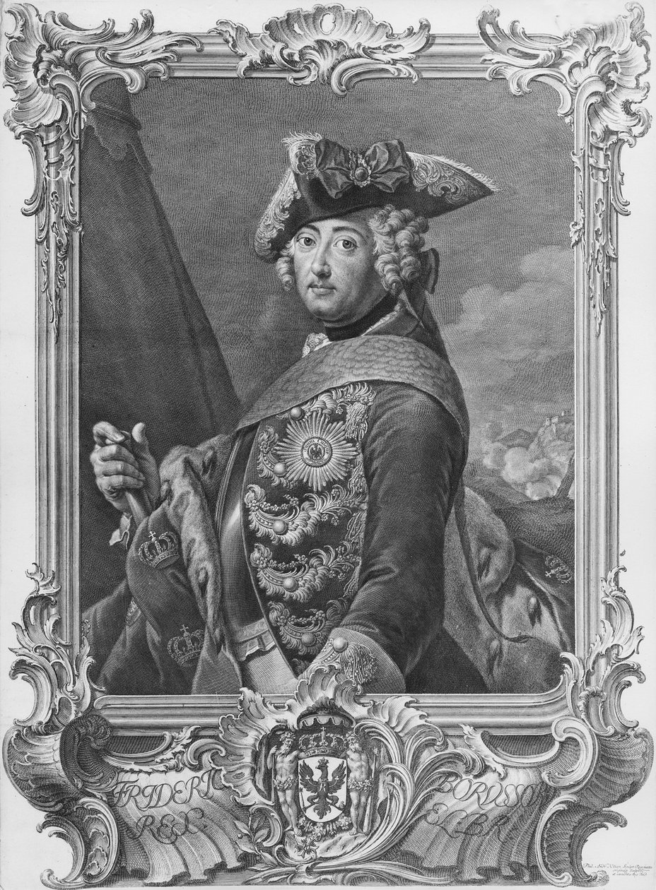 Portret Fryderyka II Wielkiego (1712-86), sztychowany przez Kiliana, Phillip Andreas (1714-59) autorstwa German School