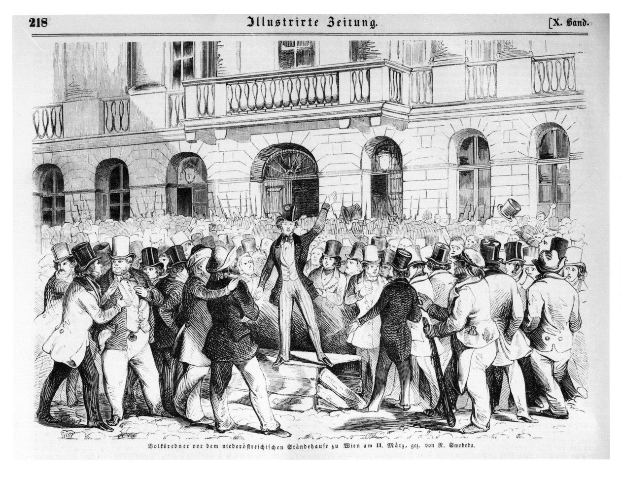 Bunt w Wiedniu 30 marca 1848 r., ilustracja z „Illustrierte Zeitung” autorstwa German School