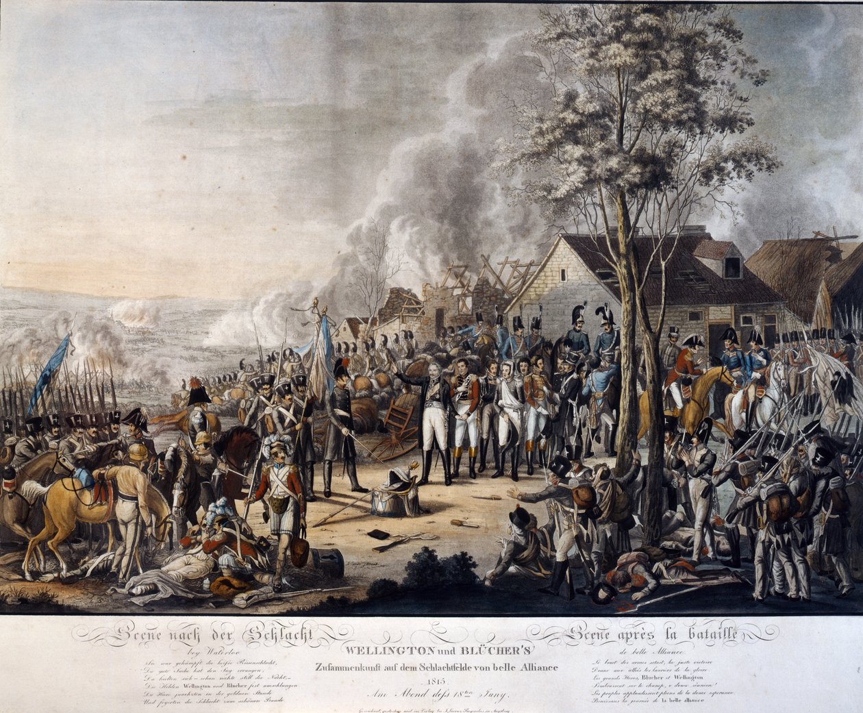 Scena po bitwie pod Waterloo, 18 czerwca 1815 autorstwa German School
