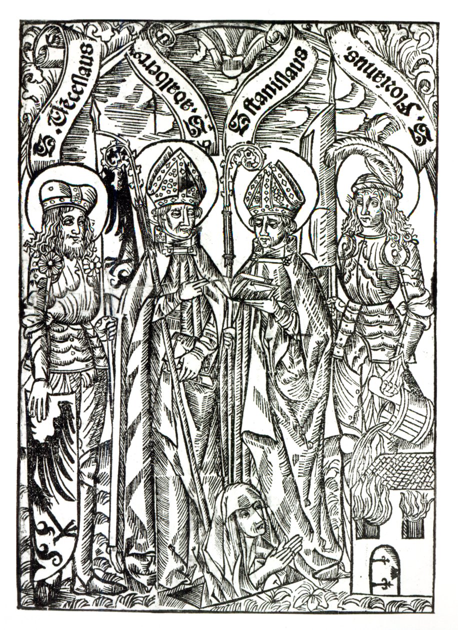 św. Wacław, św. Wojciech, św. Stanisław i św. Florian autorstwa German School