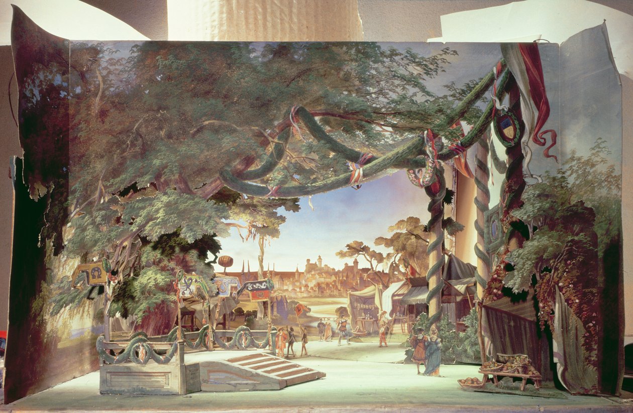 Model sceniczny do opery "Die Meistersinger von Nurnberg" Richarda Wagnera (1813-83) (karta malowana) autorstwa German School