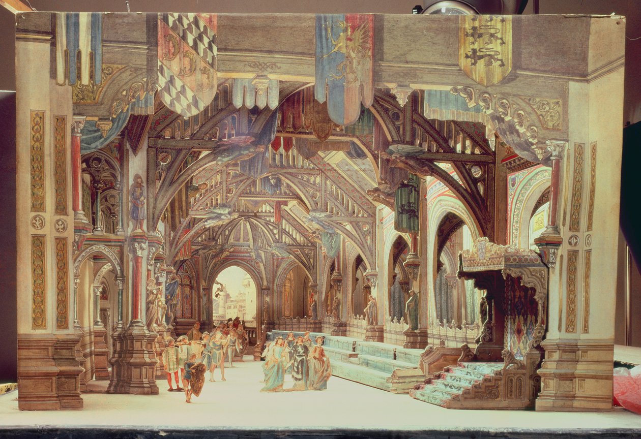 Model sceny do opery „Tannhauser” Richarda Wagnera (1833-83) (karta malowana) autorstwa German School
