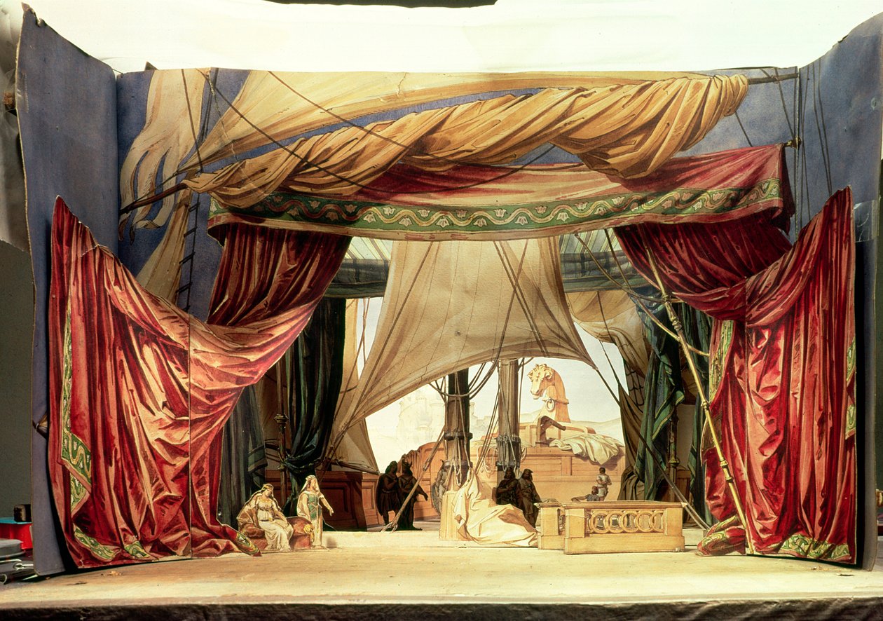 Model sceny do opery „Tristan i Izolda” Richarda Wagnera (1813-83) (karta malowana) autorstwa German School
