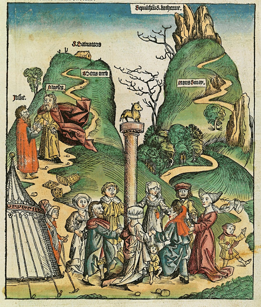 Złoty cielę, opublikowany w Kronice norymberskiej, 1493 autorstwa German School