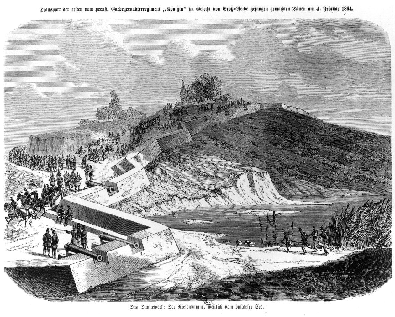 Wojna Księstw, fortyfikacje duńskie, ilustracja z „Illustrierte Kriegsberichte aus Schleswig-Holstein”, 1864 autorstwa German School