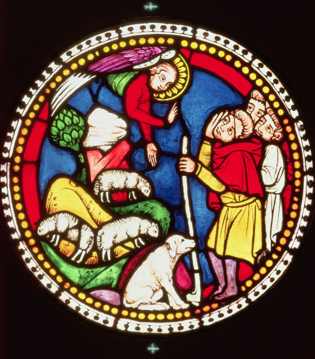 Okno przedstawiające Zwiastowanie pasterzom, ok. 1300 (witraż) autorstwa German School