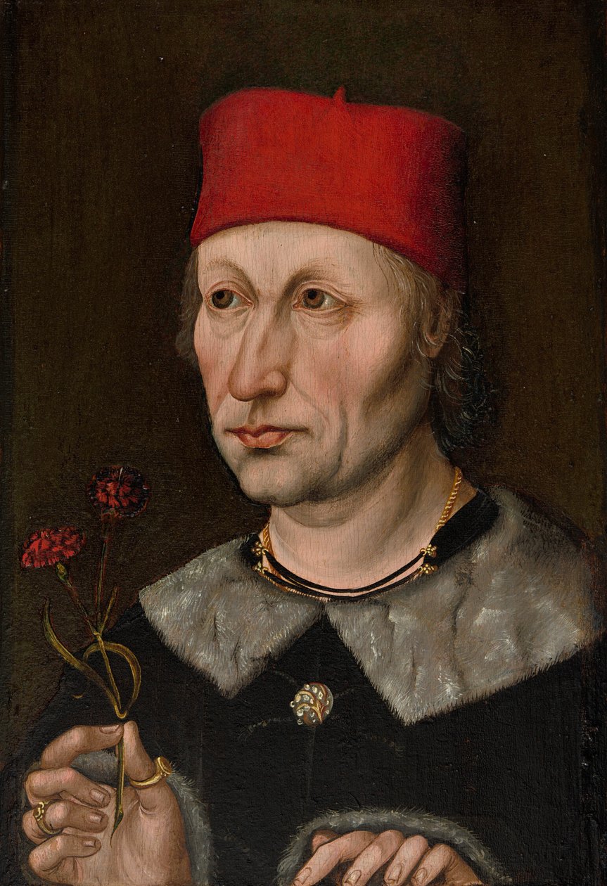 Portret mężczyzny w czerwonej czapce autorstwa German
