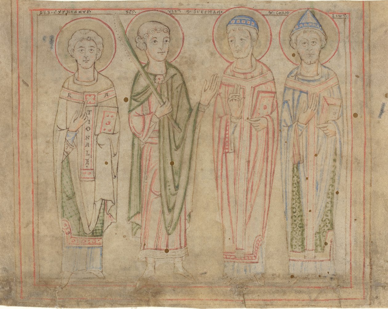Święci Cyprian, Wit, Stefan i Korneliusz autorstwa German 12th Century