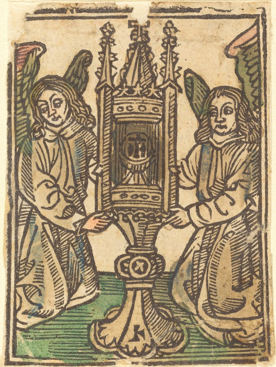 Monstrancja trzymana przez dwa anioły autorstwa German 15th Century