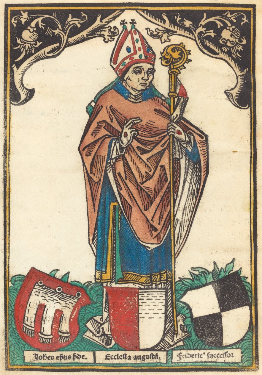 Biskup Augsburga z trzema herbami autorstwa German 15th Century