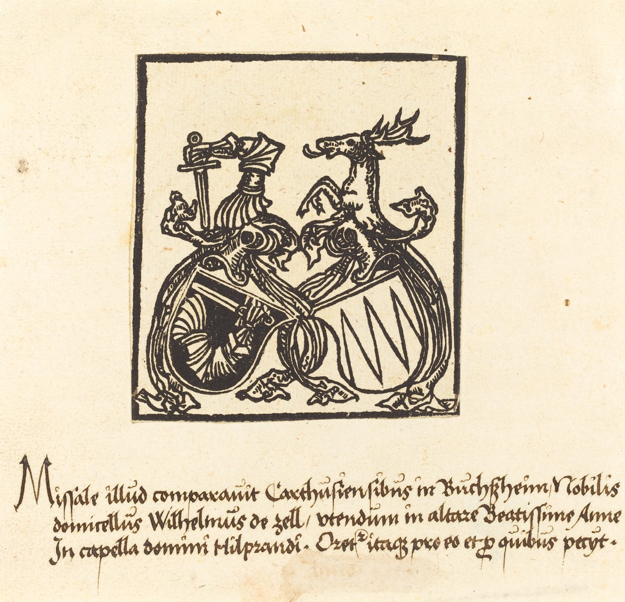Ekslibris Wilhelma von Zell autorstwa German 15th Century