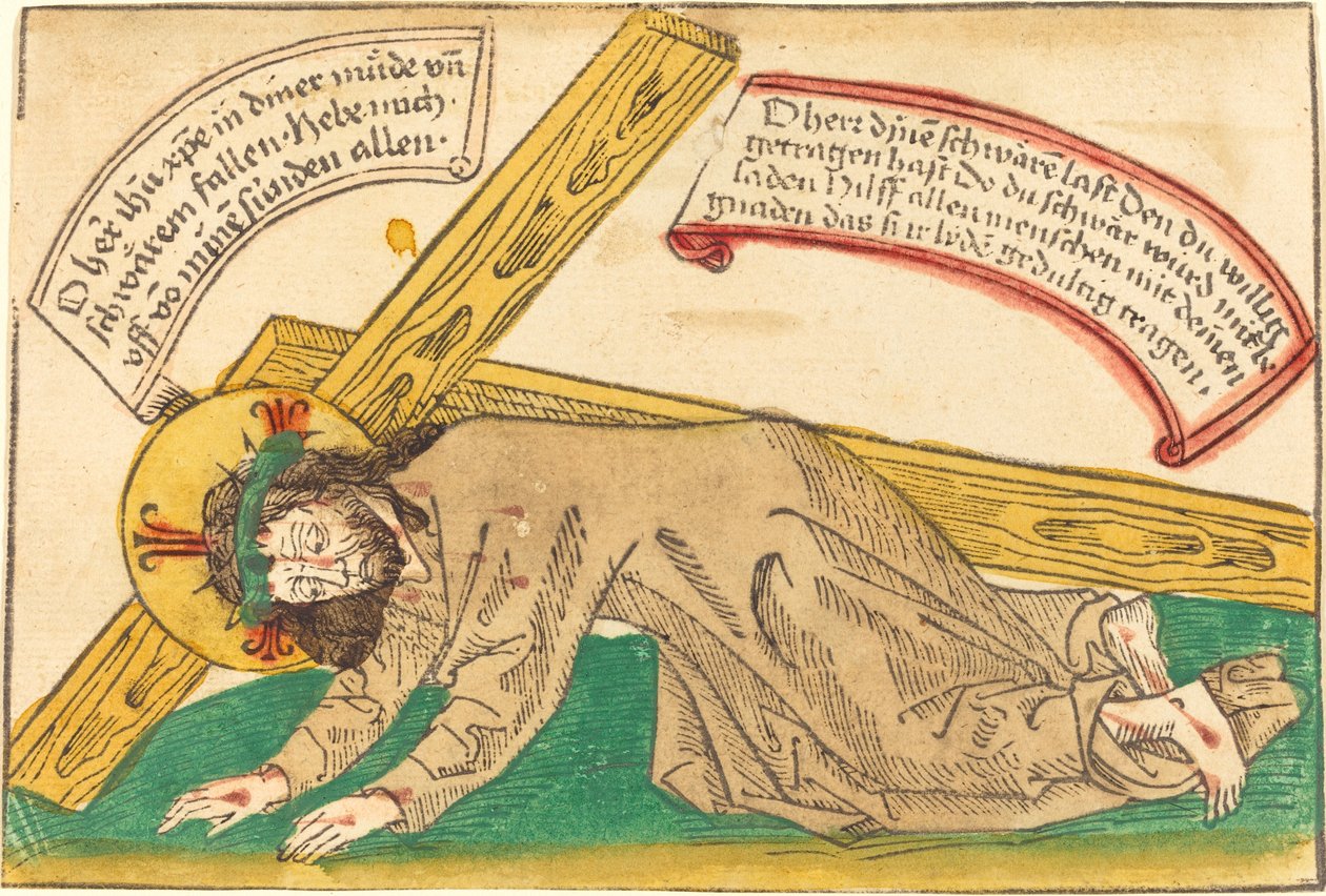 Chrystus upada pod ciężarem krzyża autorstwa German 15th Century