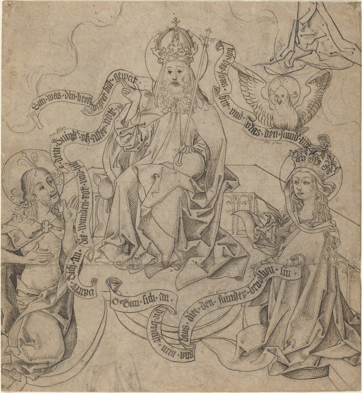 Chrystus i Maryja wstawiają się u Boga Ojca autorstwa German 15th Century