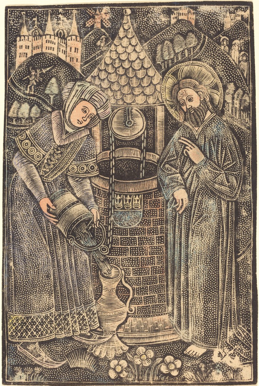 Chrystus i Niewiasta Samarii autorstwa German 15th Century