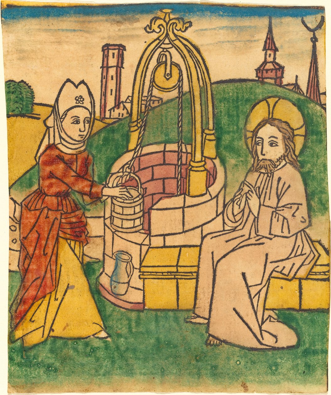 Chrystus i Niewiasta Samarii autorstwa German 15th Century
