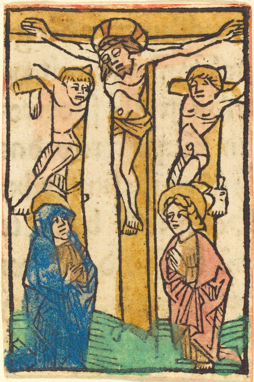 Chrystus na krzyżu między dwoma złodziejami” autorstwa German 15th Century