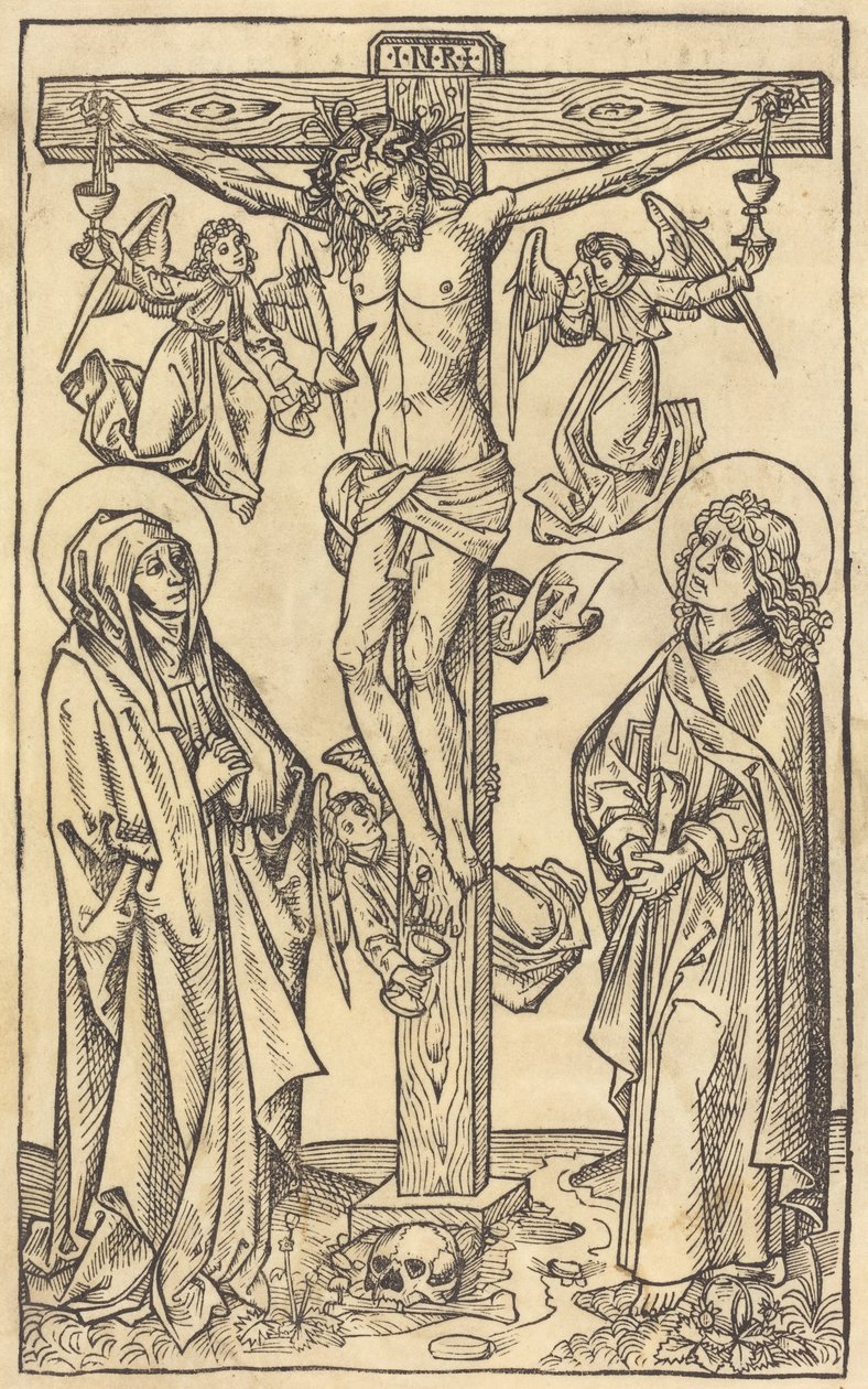 Chrystus na krzyżu z aniołami autorstwa German 15th Century