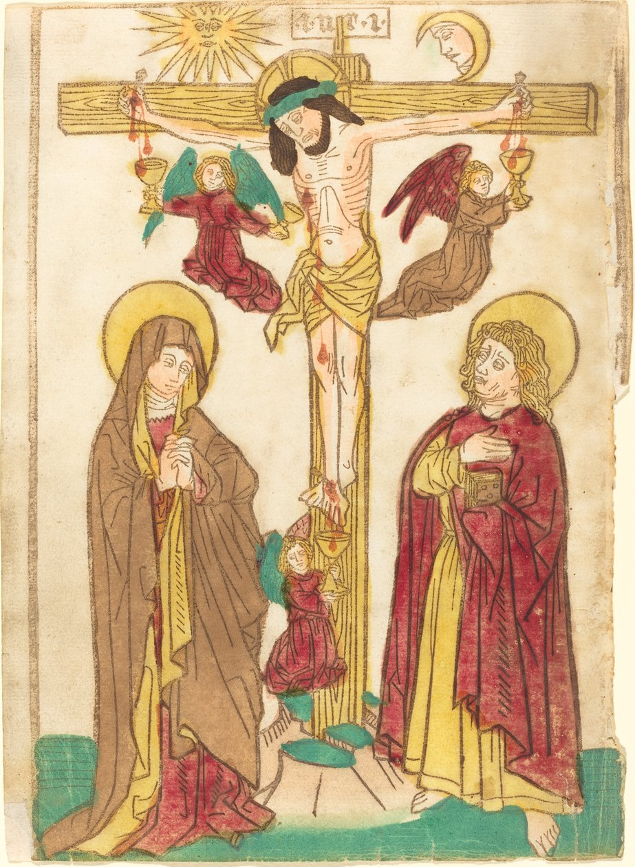 Chrystus na krzyżu z aniołami autorstwa German 15th Century