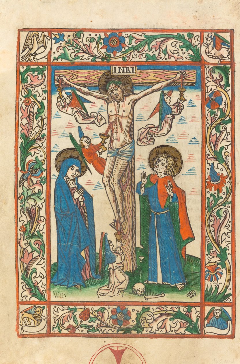 Chrystus na krzyżu z aniołami autorstwa German 15th Century