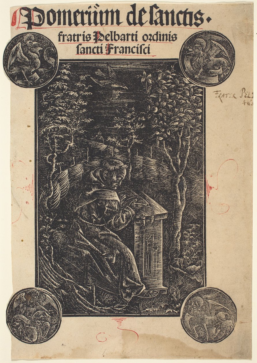 Franciszkanin, Pelbartus z Temesvaru, w ogrodzie autorstwa German 15th Century