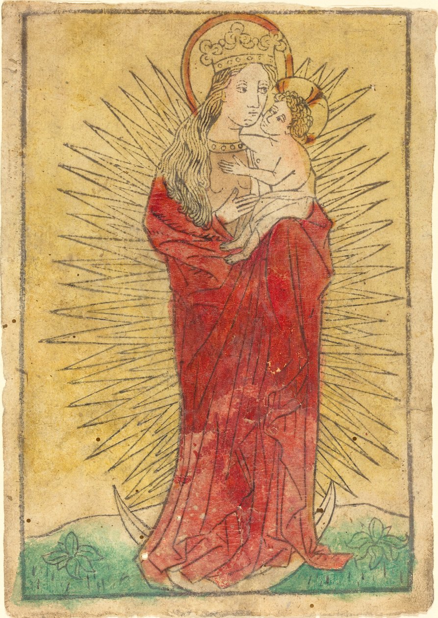 Madonna z Dzieciątkiem w chwale na półksiężycu autorstwa German 15th Century