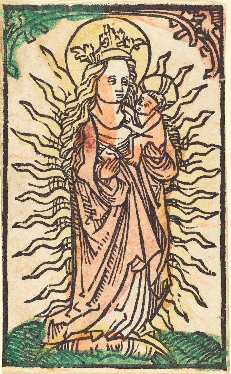 Madonna z Dzieciątkiem w chwale na półksiężycu autorstwa German 15th Century