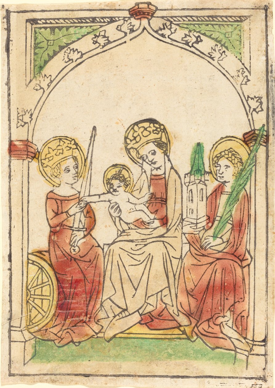 Madonna między św. Katarzyną i Barbarą autorstwa German 15th Century