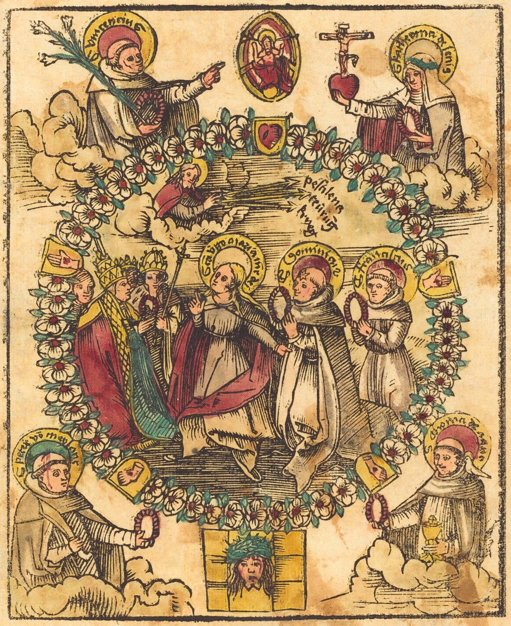 Madonna w różańcu ze świętymi autorstwa German 15th Century