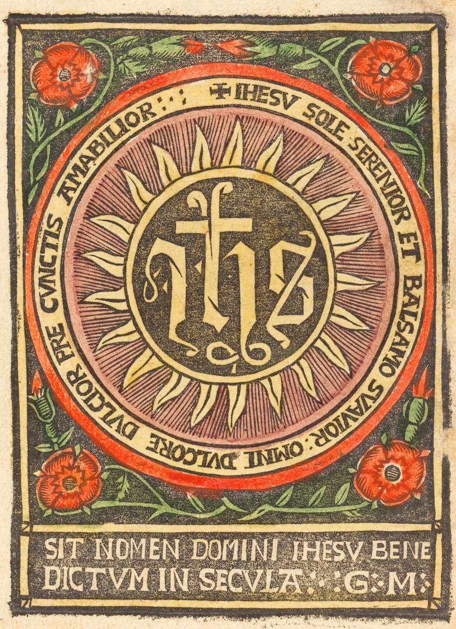 Monogram JHS w płonącym kole autorstwa German 15th Century