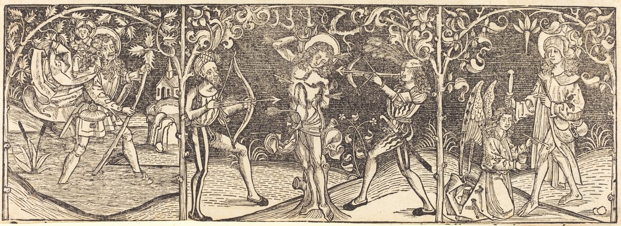 Święci Krzysztof, Sebastian i Roche autorstwa German 15th Century
