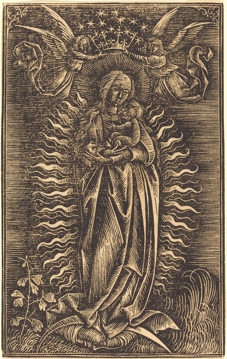 Dziewica ukoronowana przez dwa anioły autorstwa German 15th Century