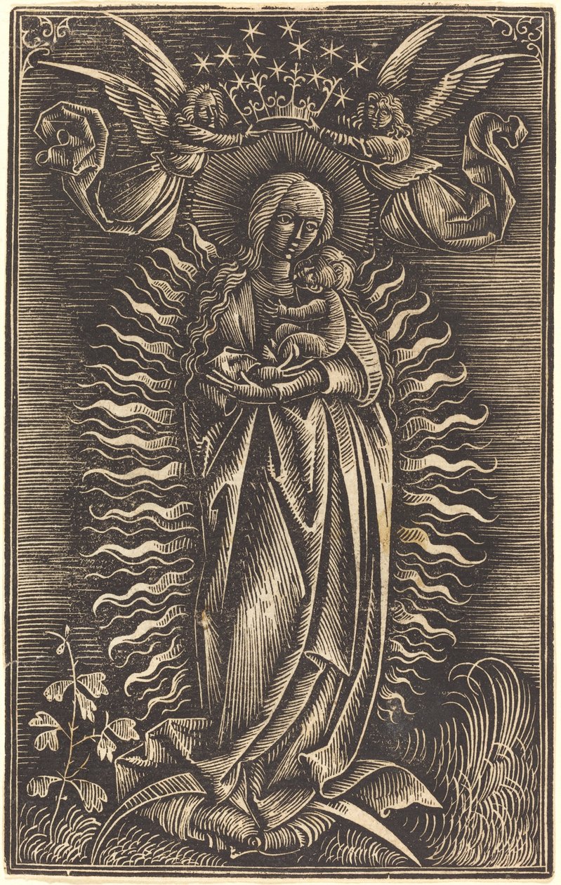 Dziewica ukoronowana przez dwa anioły autorstwa German 15th Century