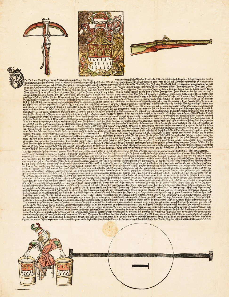 Broadside: Zaproszenie na konkurs zbrojeń autorstwa German 16th Century