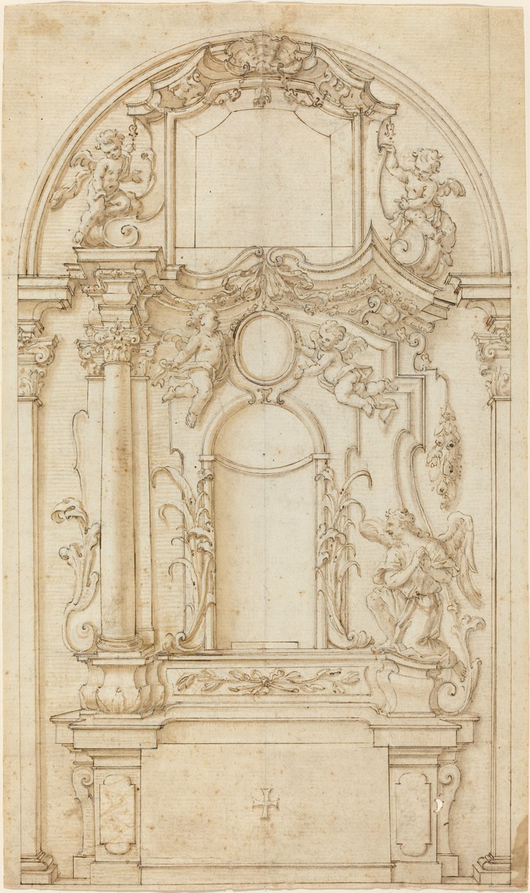 Studium do ołtarza i reredos autorstwa German 18th Century