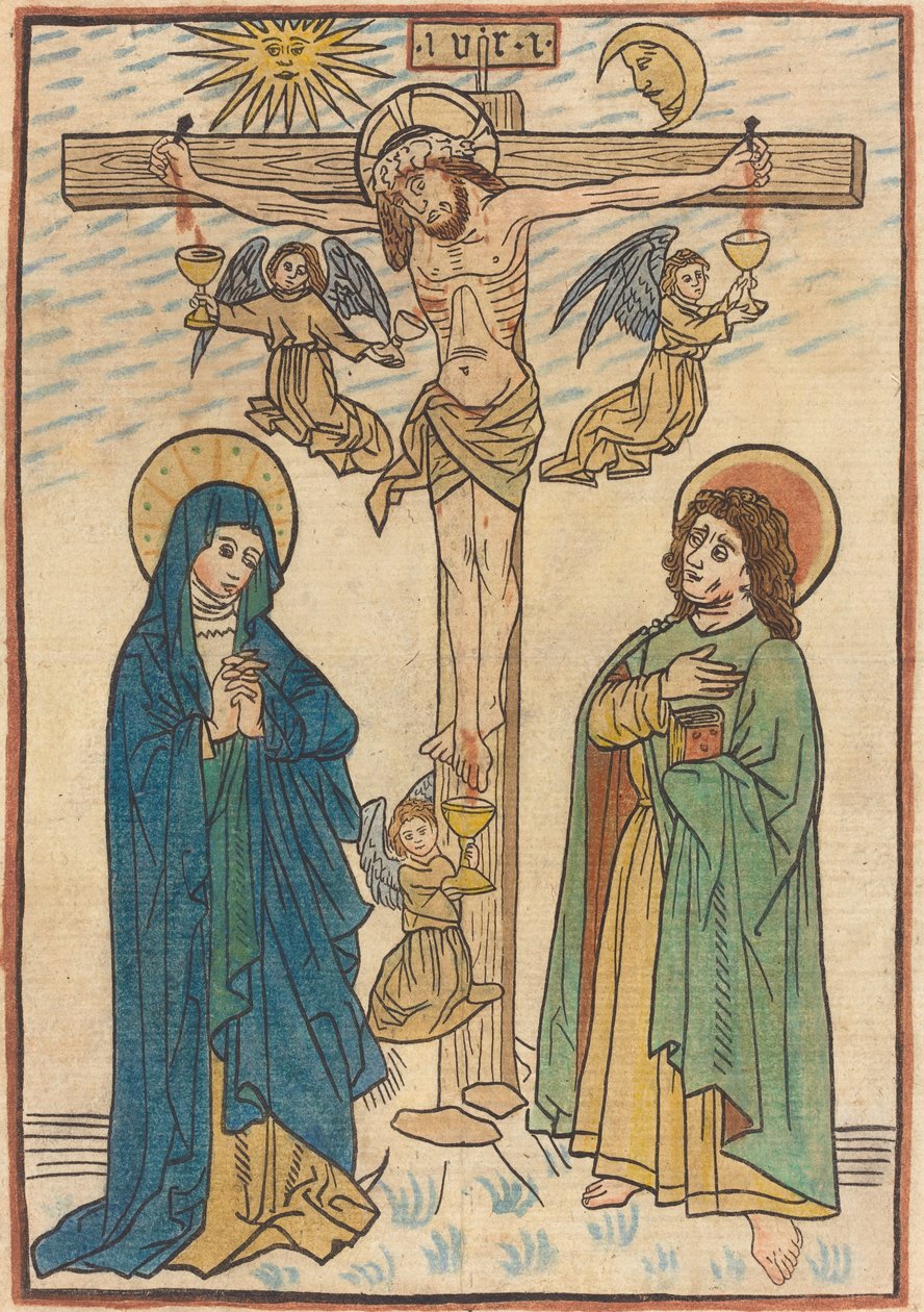Chrystus na krzyżu z aniołami autorstwa German 19th Century after German 15th Century