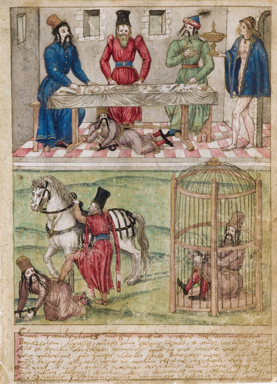 Bayezid I więziony przez Timura, przed 1561 autorstwa German Master