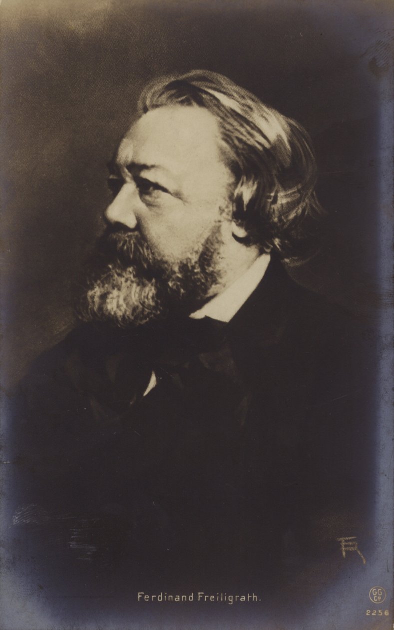Ferdinand Freiligrath (1810-1876), niemiecki poeta (zdjęcie czarno-białe) autorstwa German Photographer