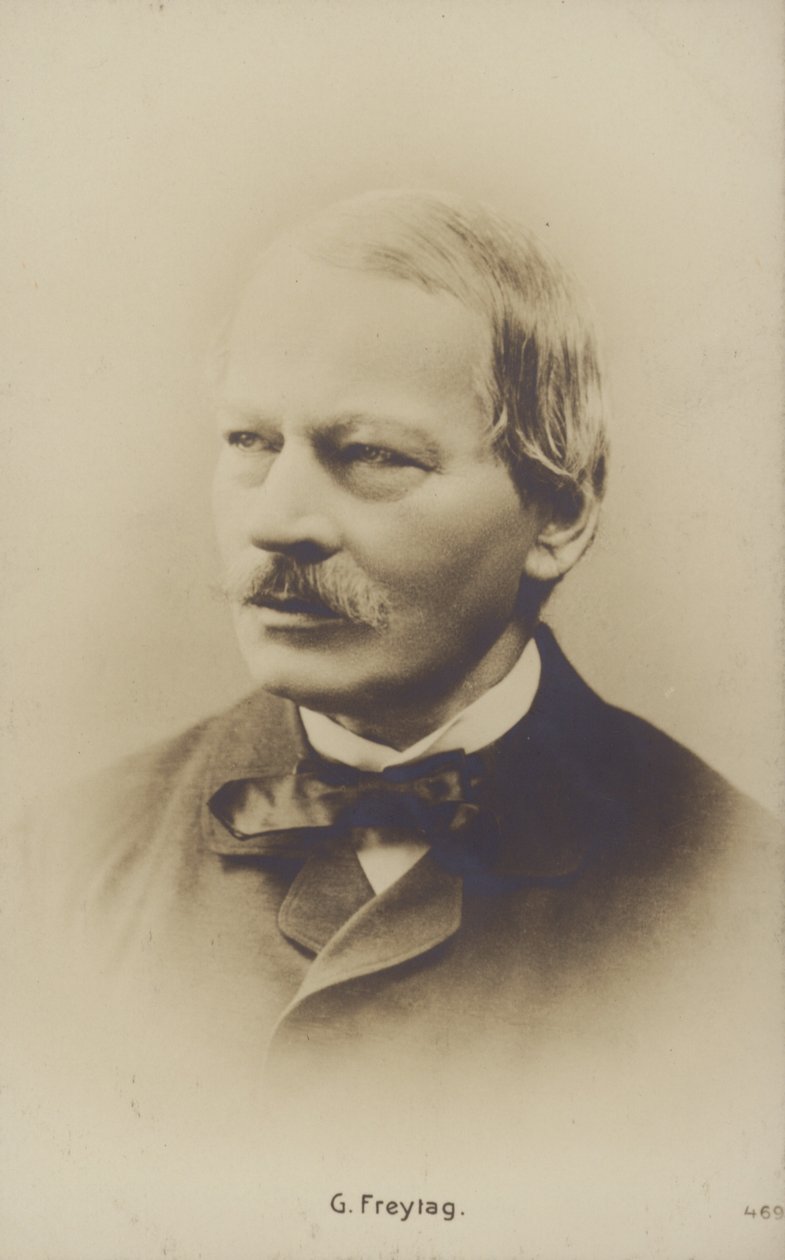Gustav Freytag (1816-1895), niemiecki powieściopisarz i dramaturg (zdjęcie czarno-białe) autorstwa German Photographer