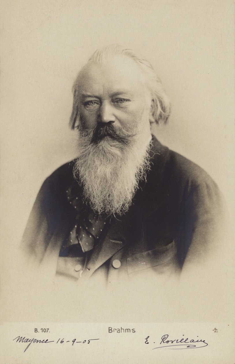 Johannes Brahms, niemiecki kompozytor i pianista (1833-1897) (zdjęcie czarno-białe) autorstwa German Photographer