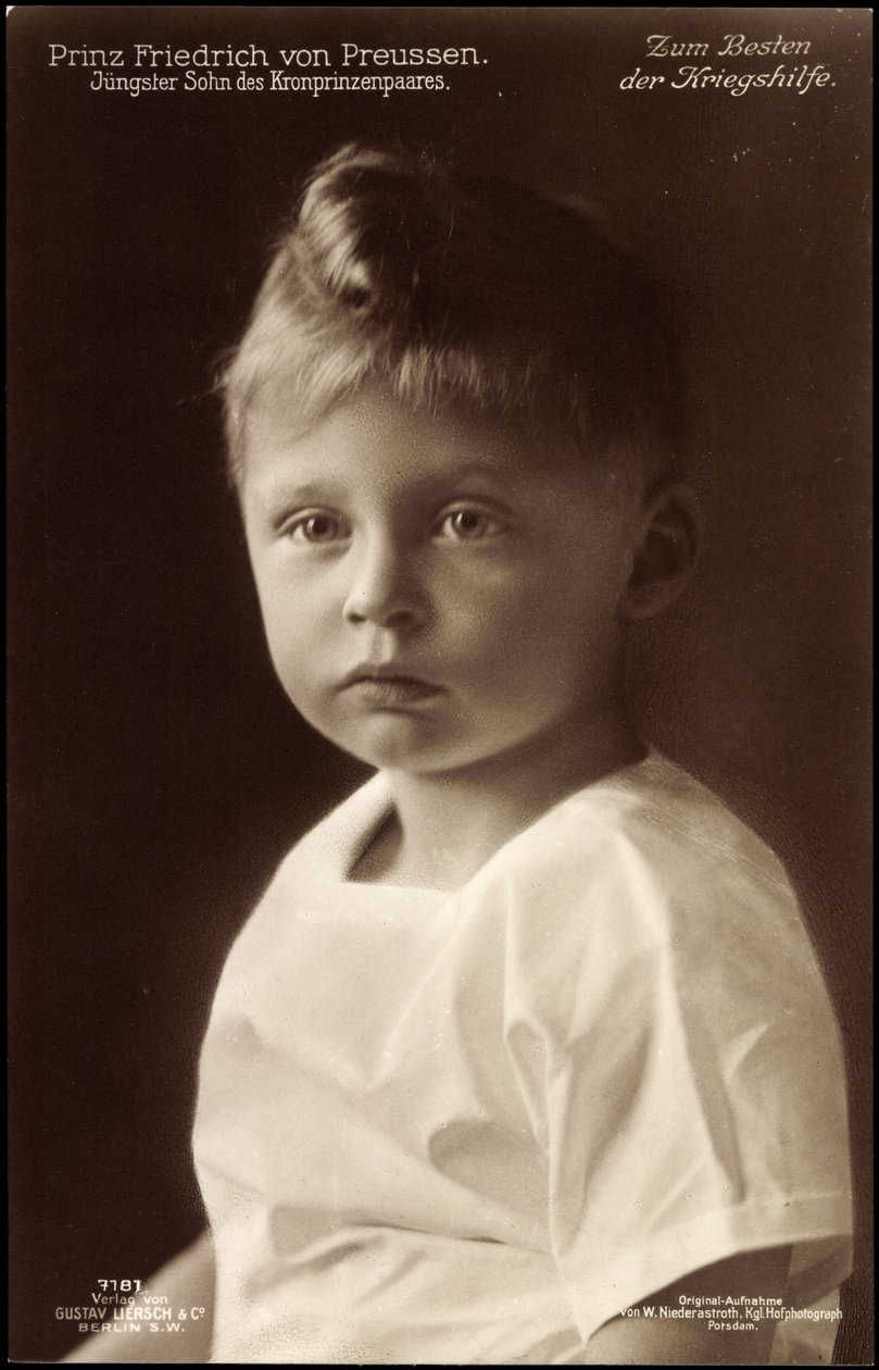 Książę Fryderyk Pruski, portret, Liersch 7181 autorstwa German Photographer