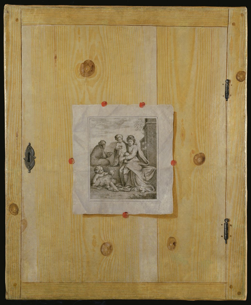 Trompe loeil drzwi szafki z grawerem autorstwa German School