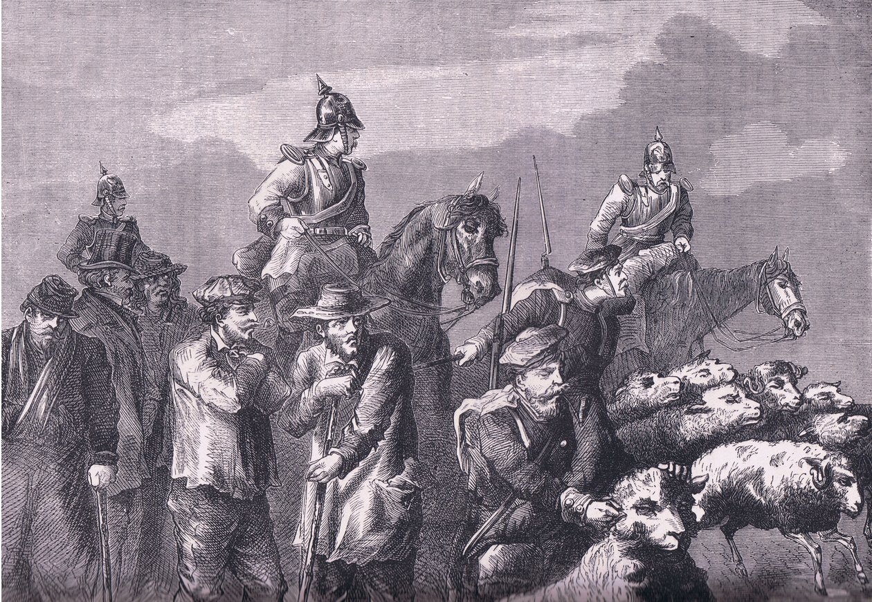 Partia żerująca, Cassells History of the War between France and Germany, wydana przez Cassell and Company Limited, c.1890 (lito) autorstwa German School