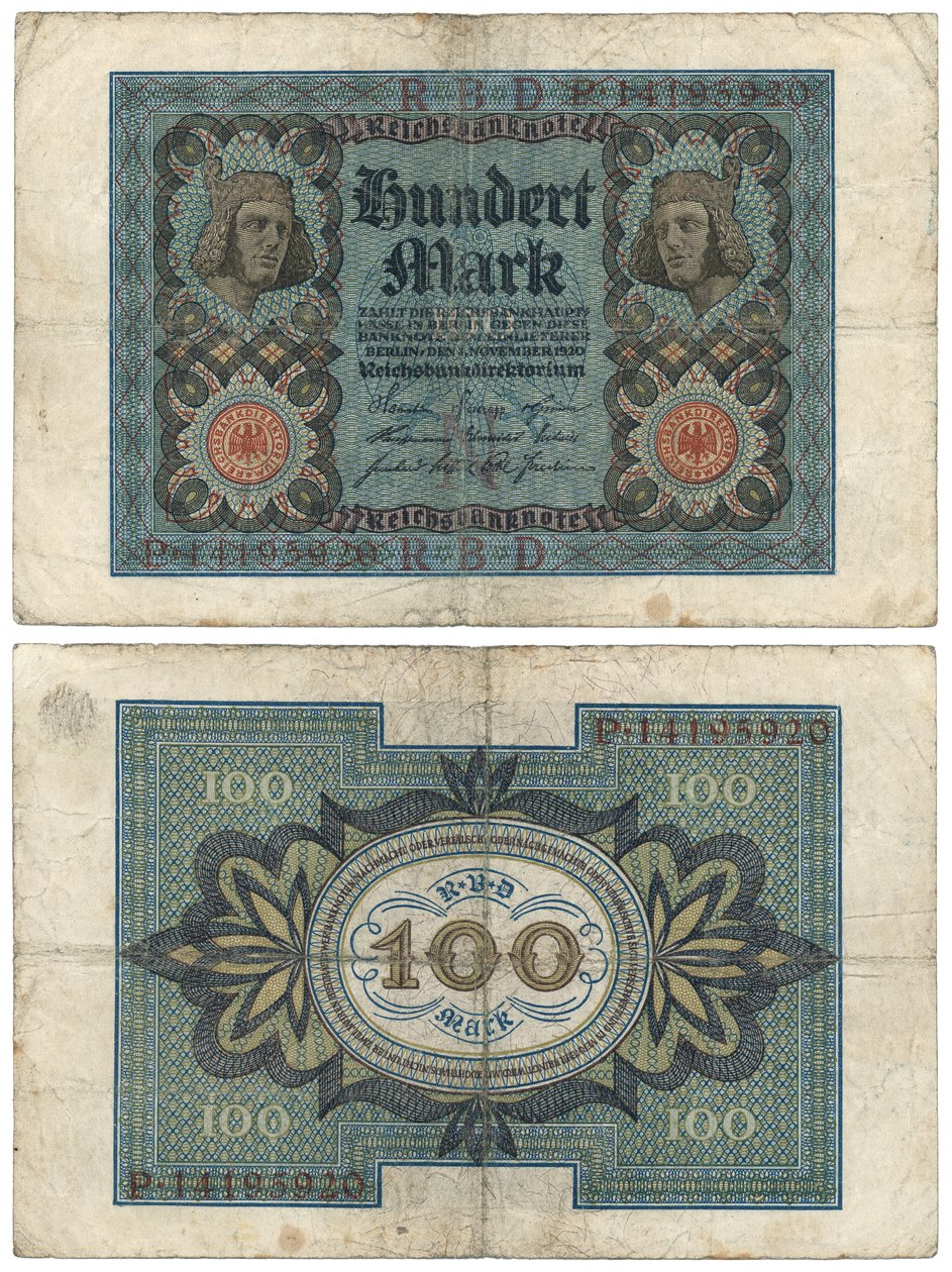 Banknot stumark, 1920 (odwrócony i odwrócony) autorstwa German School