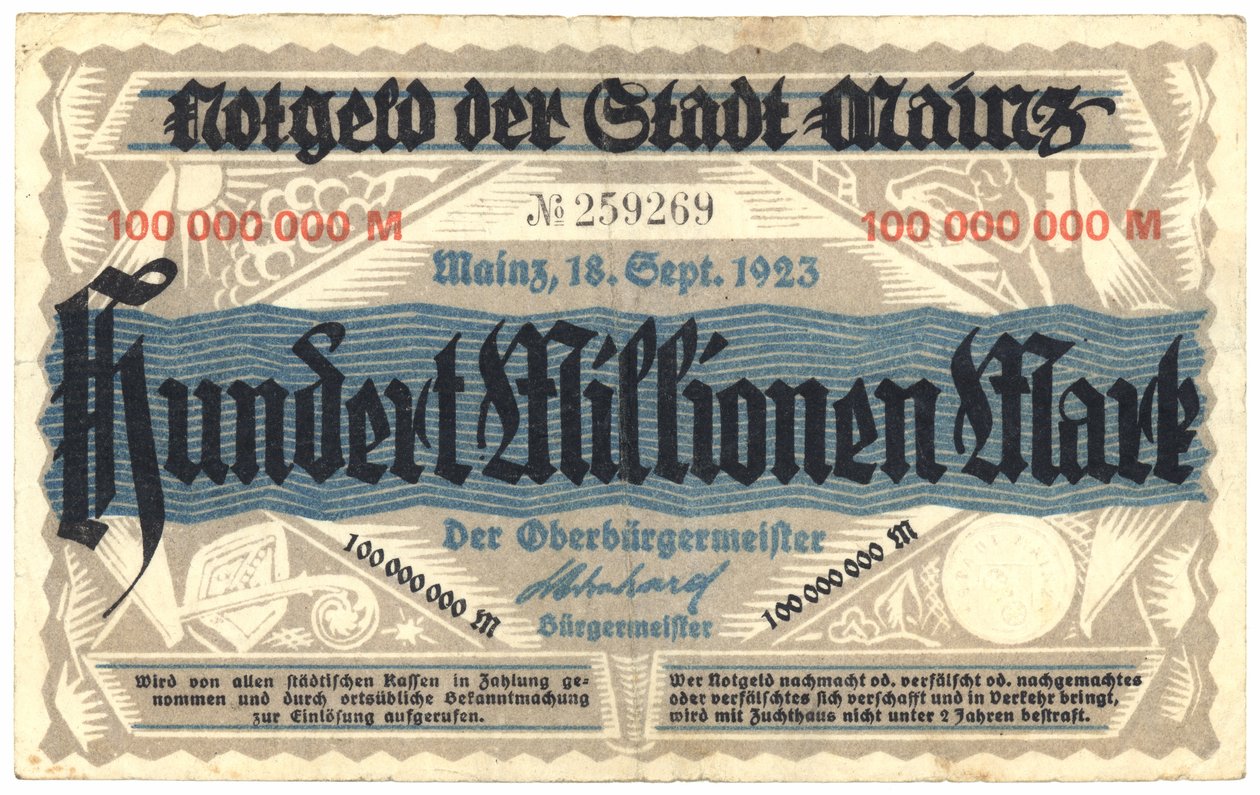 Banknot 100 milionów marek, 1923 autorstwa German School