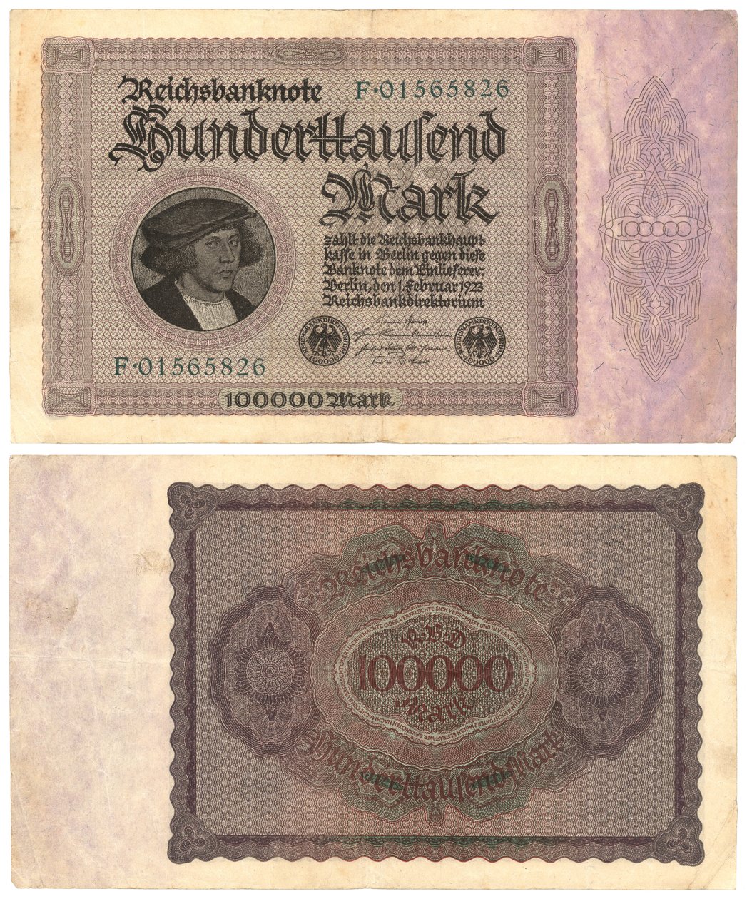 Banknot sto tysięcy marek, 1923 (odwrócony i odwrócony) autorstwa German School
